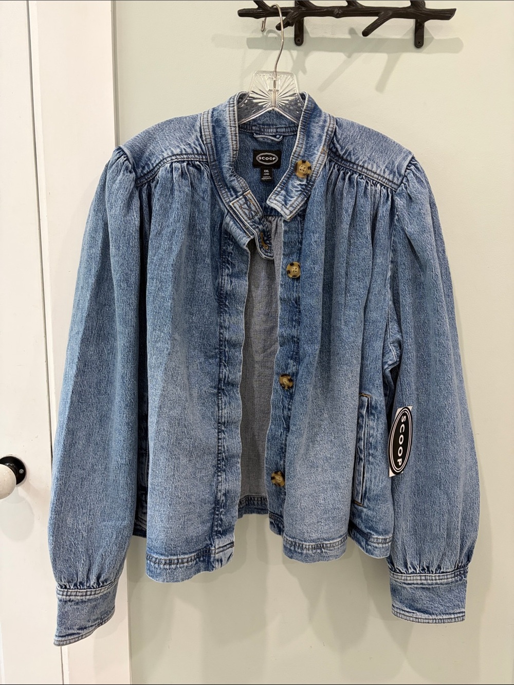 NWT XXL (20) Denim Puff Sleeved Feminine Jacket SCOOP